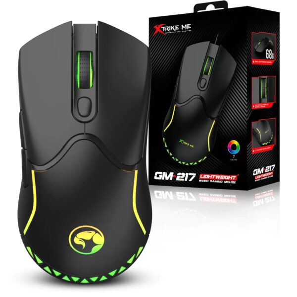 Mouse Gamer Xtrike-ME GM-217 Preto com Fio USB RGB 3600dpi