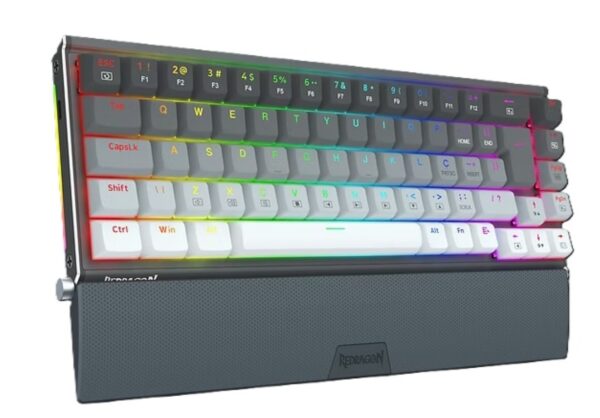 Teclado Mecânico Gamer SHACO PRO Branco e Cinza RGB com SWITCH Marrom Modelo K641G-GW-RGB (PT-BROWN)
