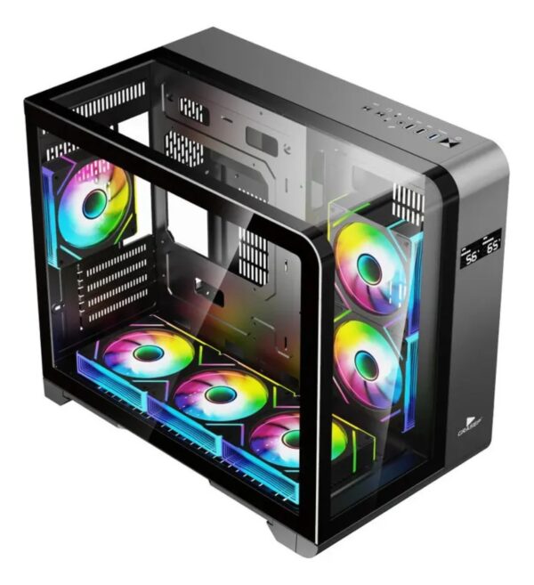 Gabinete Gamer Micro-ATX D-MATX04 - 3 Fans Lateral em Vidro Temperado Painel Frontal MESH RGB
