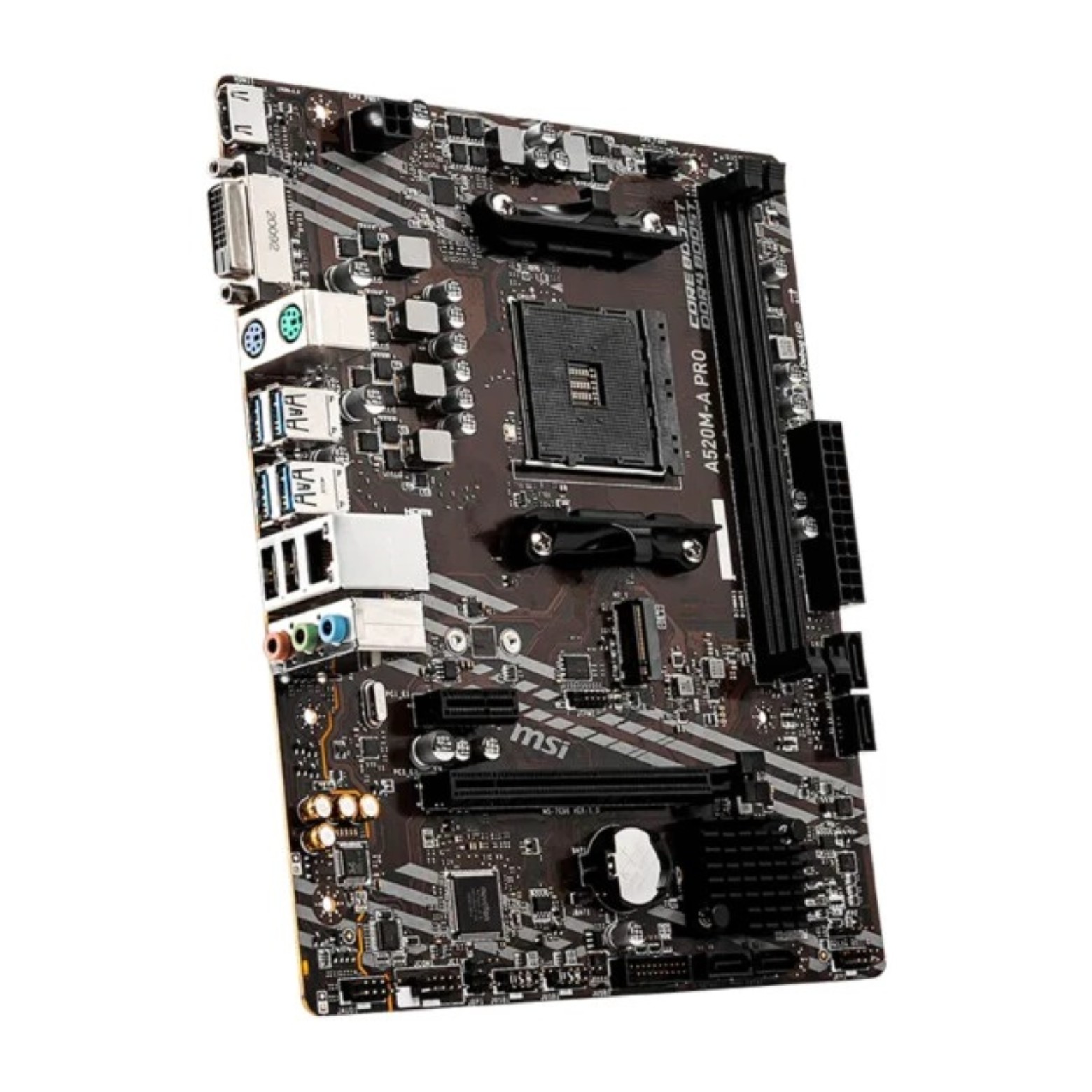 Placa-Mãe MSI A520M-A PRO, Chipset AMD A520, Socket AM4, DDR4, M.2 NVMe, Micro-ATX – 911-7C96-065 - Imagem 2