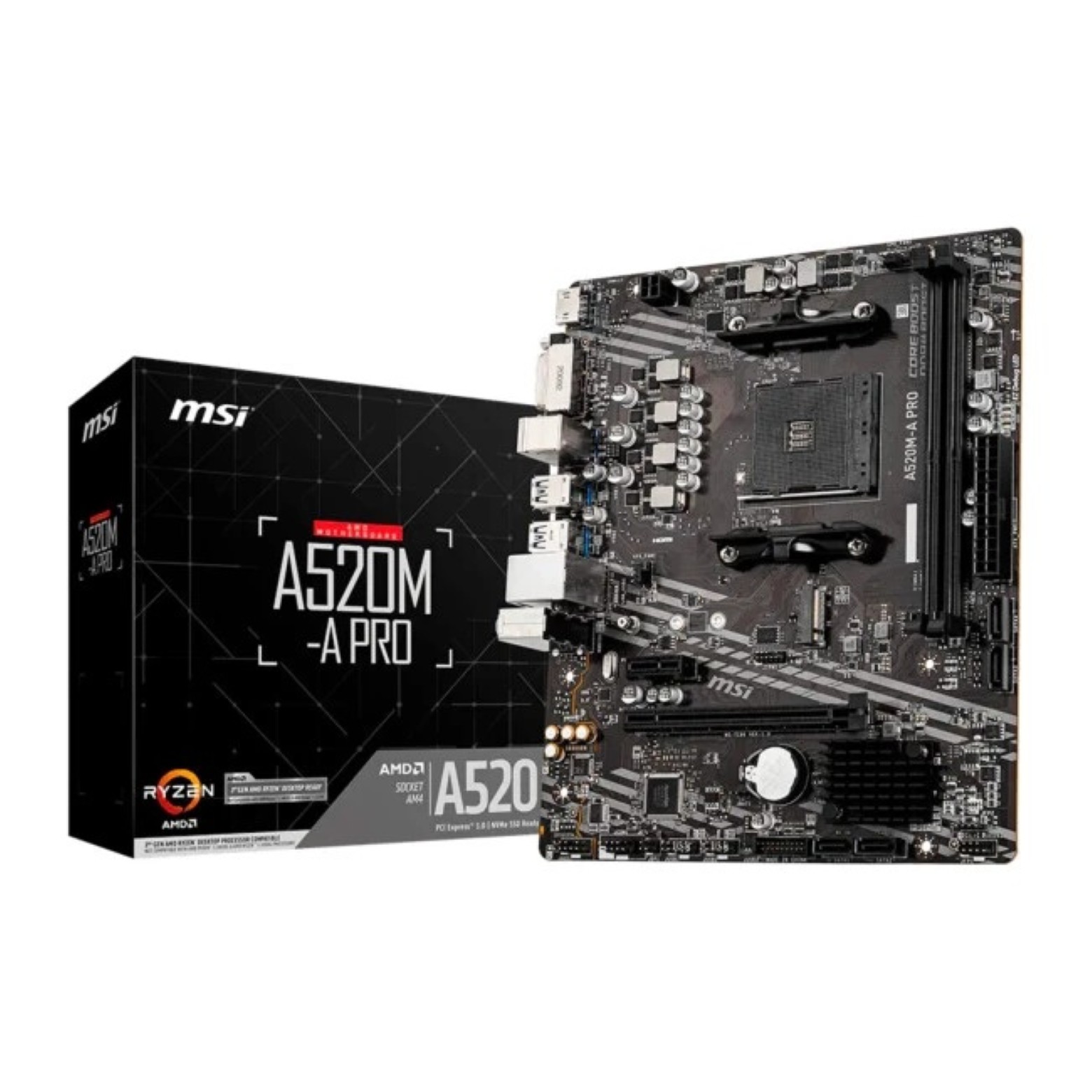Placa-Mãe MSI A520M-A PRO, Chipset AMD A520, Socket AM4, DDR4, M.2 NVMe, Micro-ATX – 911-7C96-065