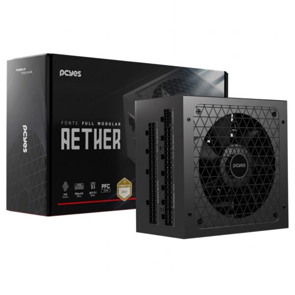 Fonte de Alimentação Gamer PCYes Aether 850W Full Modular Cybenetics Gold ATX 3.1 PCIe 5.0 12V-2x1 - 850WFMG