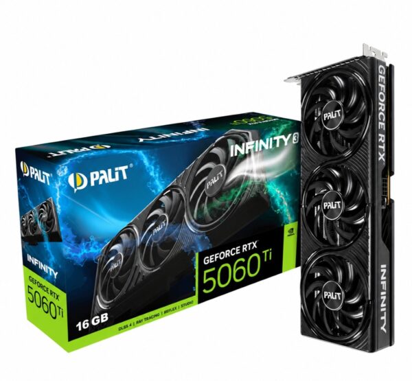 Placa de Vídeo Palit GeForce RTX 5060 Ti Infinity 3 16GB GDDR7 128-Bits PCIe 5.0 Triple Fan - NE7506T019T1-GB2061S