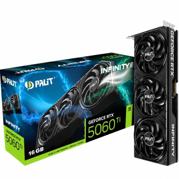 Placa de Vídeo Palit GeForce RTX 5060 Ti Infinity 3 16GB GDDR7 128-Bits PCIe 5.0 Triple Fan - NE7506T019T1-GB2061S