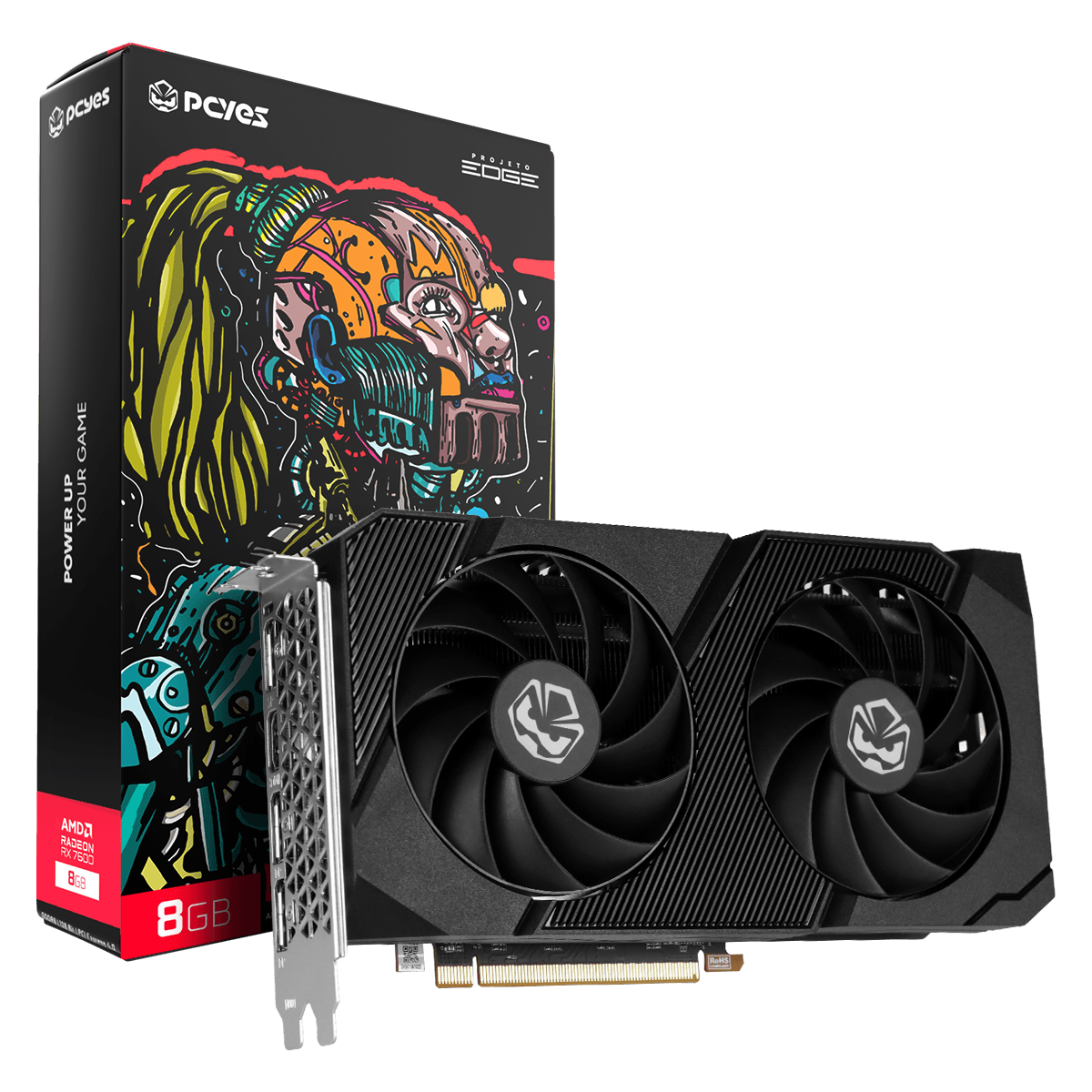 Placa de Vídeo AMD Radeon RX 7600 8GB GDDR6 128-Bits Projeto Edge Dual Fan - PVR760008GBPEDFV02